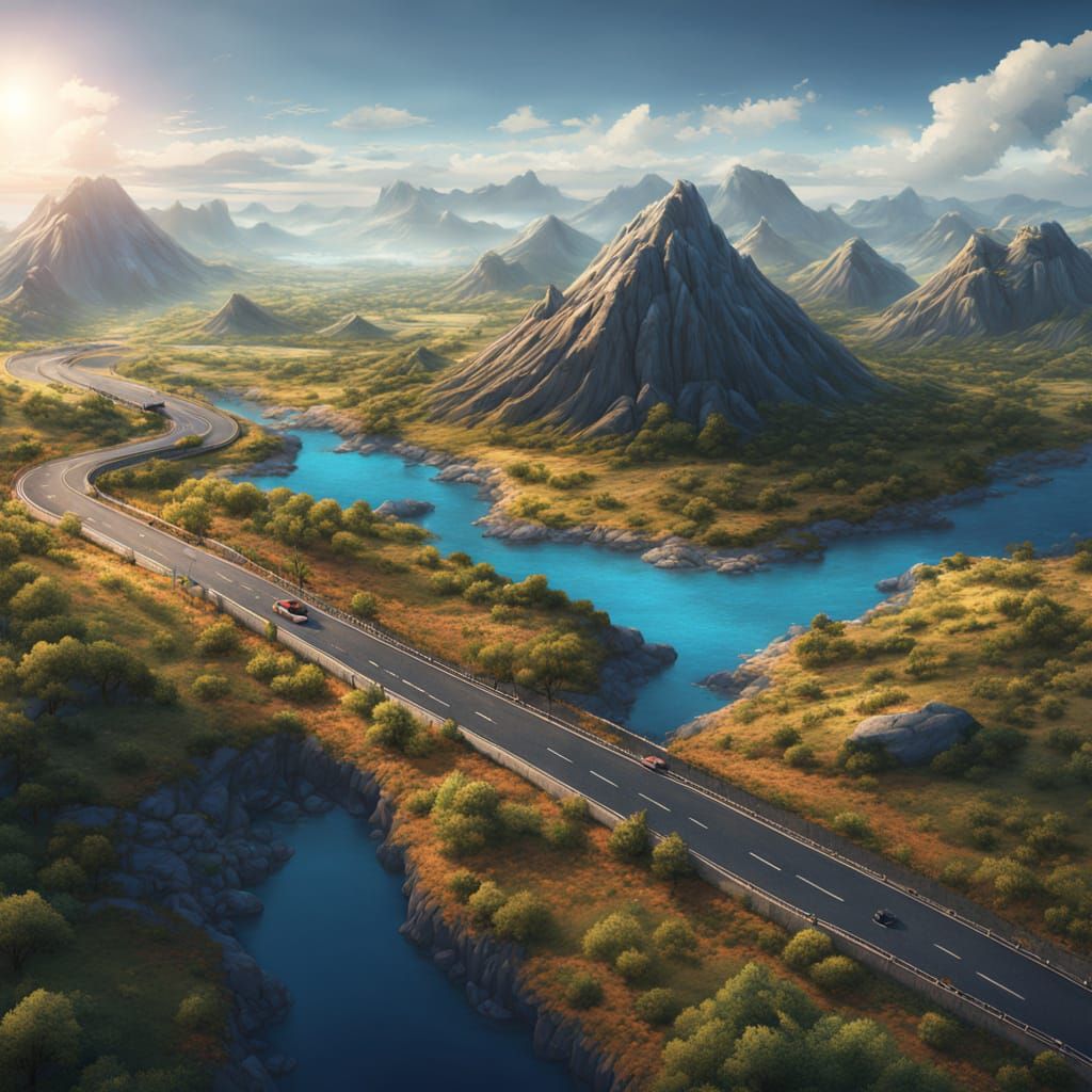 Photorealistic Aerial View of a Biome Island