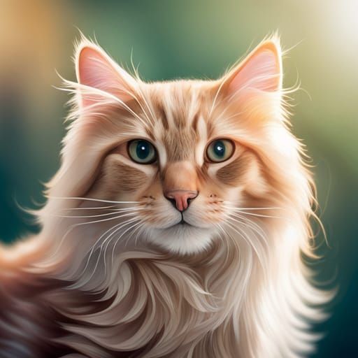 portrait photo of a fluffy cat the lighting on the right side, fill light, low iso photography