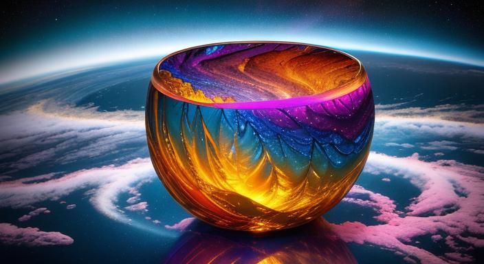 glass Pineapple; intricate glasswork; "false color" photogra...