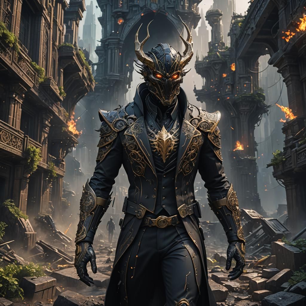 Black suit worrier