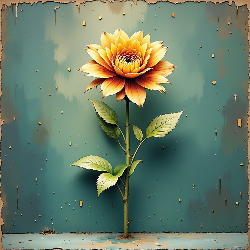 Pixelated Blooming Flower in Vibrant Colors