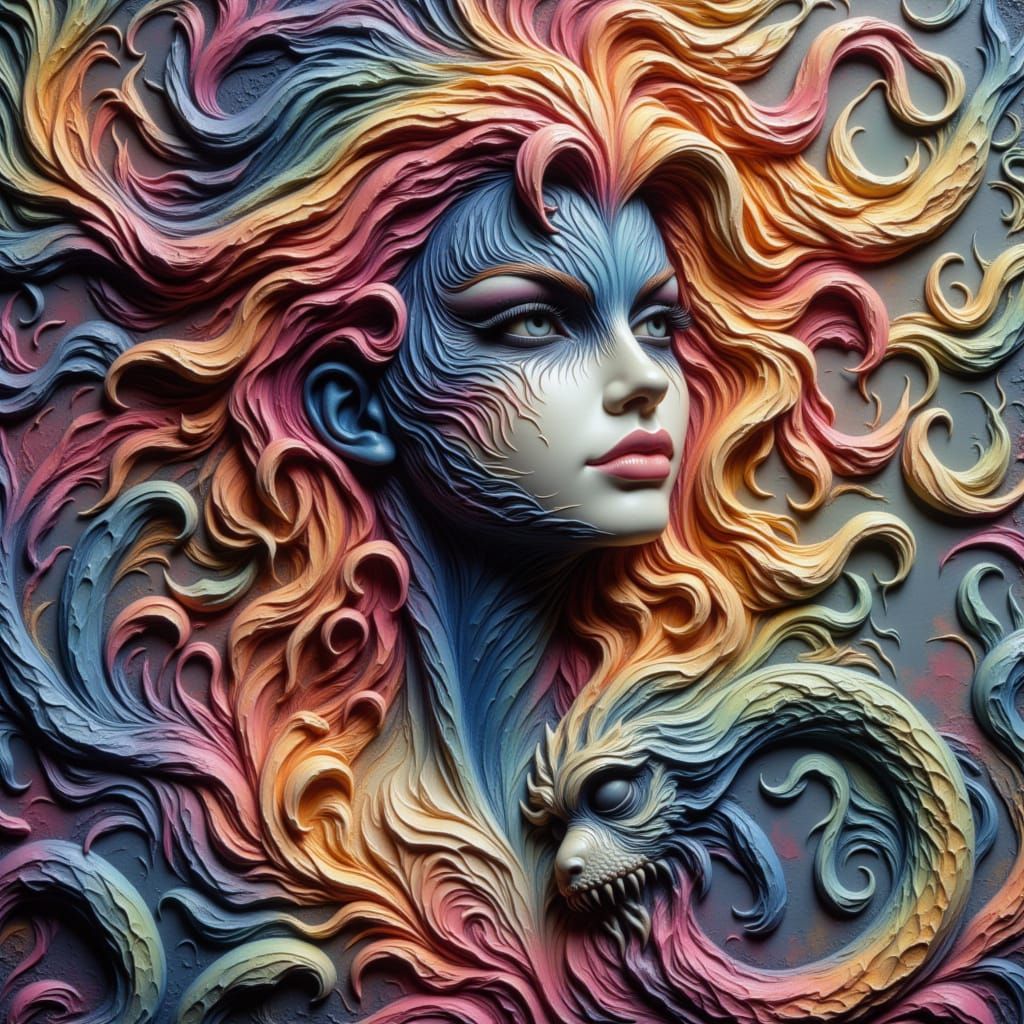 <lora:-Savagela-:1.0>  a liquid diminutive fluffy dragon  on a cute little girl's shoulder, inkt splatter art, ayahuasca psychedelic art by ...