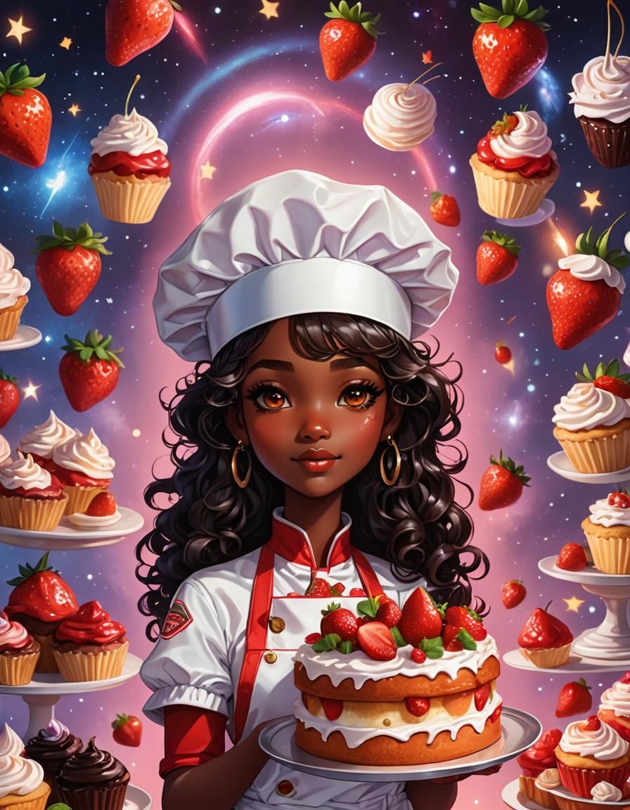 A detailed illustration of cute (((brown skin African Americ...