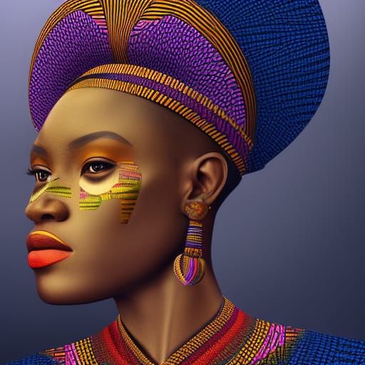 Beautiful lback woman, Africa , Kente print,