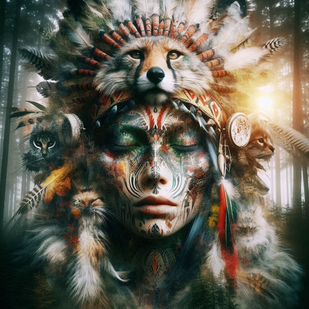 double exposure beautiful fantasy portrait landscape..