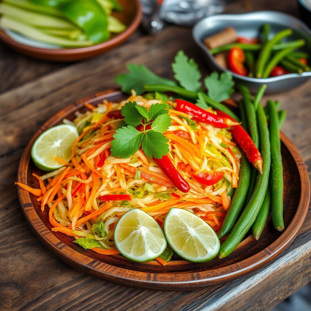 Delicious Thai papaya salad  by @Neverland