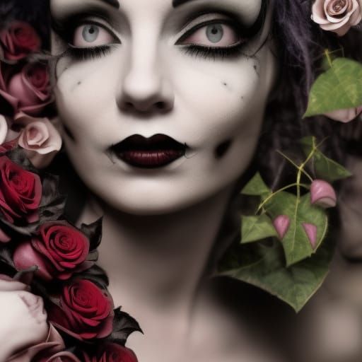 Woman, gothic, Emilie Autumn, roses, vines, ivy - AI Generated Artwork ...