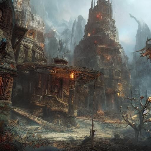 Post-Apocalyptic Wonderland: Detailed Fantasy Concept Art