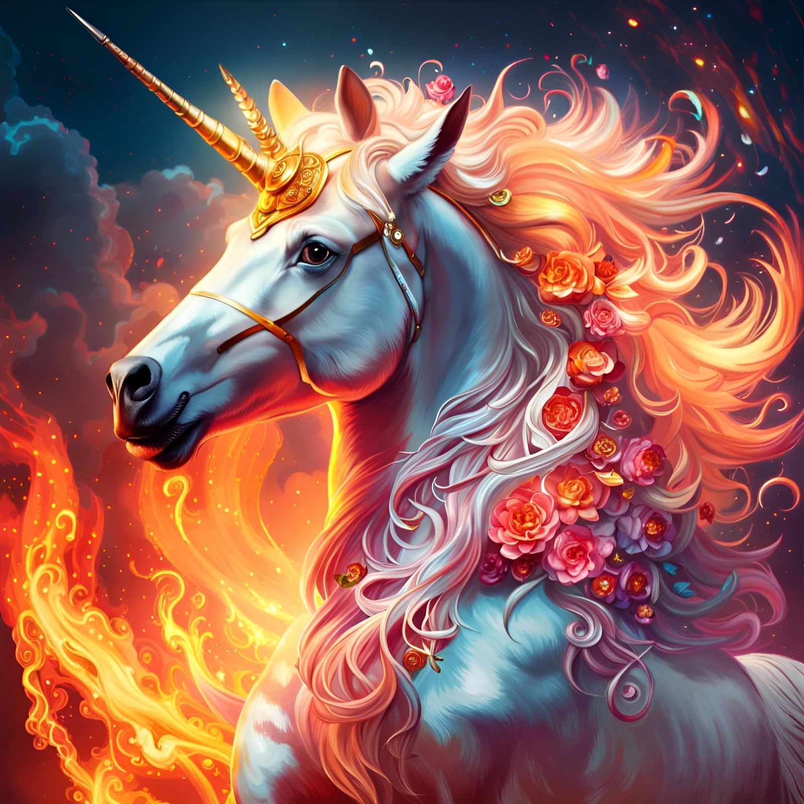 🔥Fire & Flowers Unicorn🌸