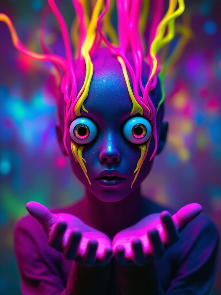 Eyes as Balloons in a Neon Dreamscape