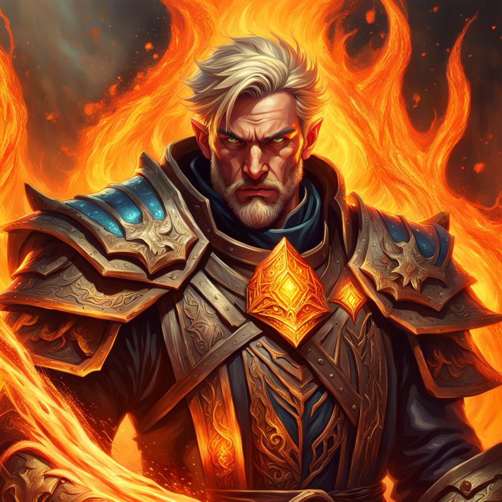 Dark mage on fire