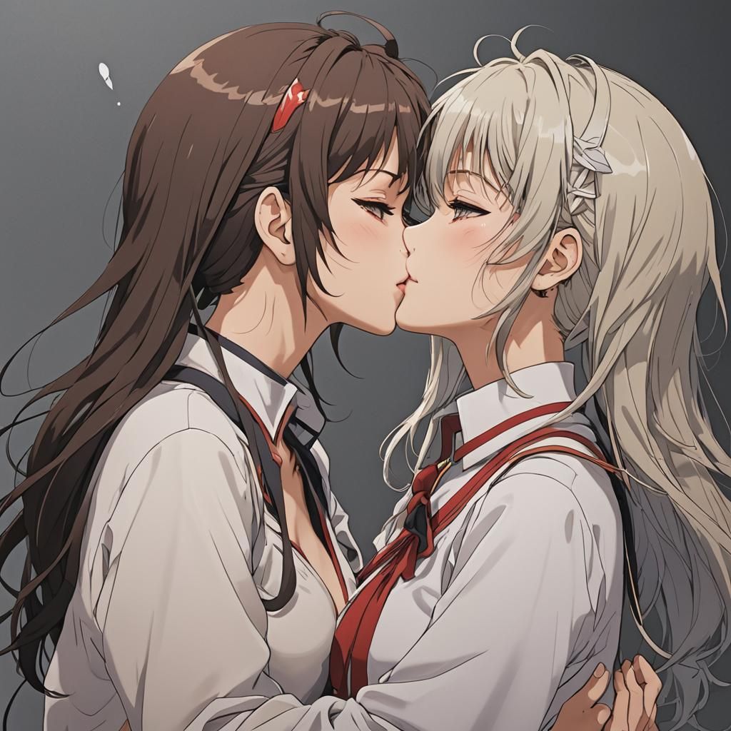 Two girls kissing