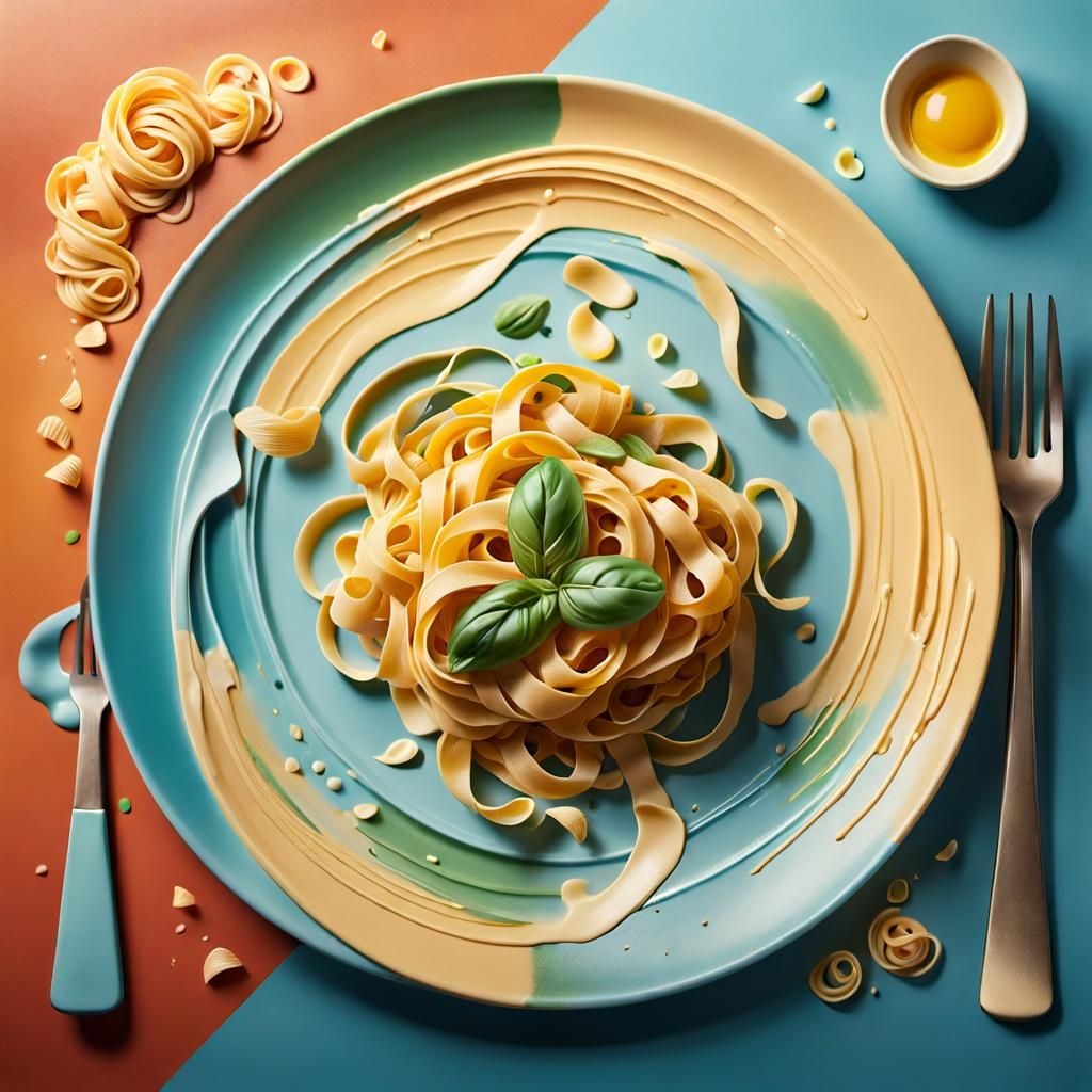 fresh pasta twirling on a fork, AI Generated Artwork NightCafe Creator