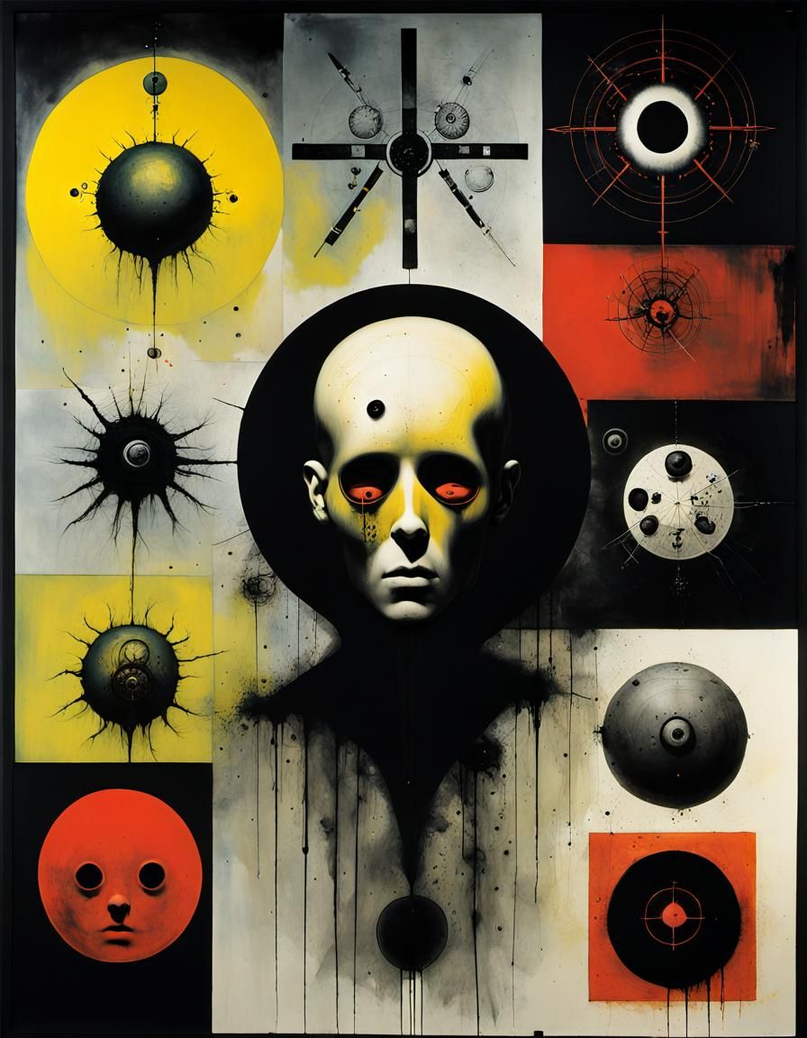 "Nothingface Vivisection", otherworldly language glyphs, abstract