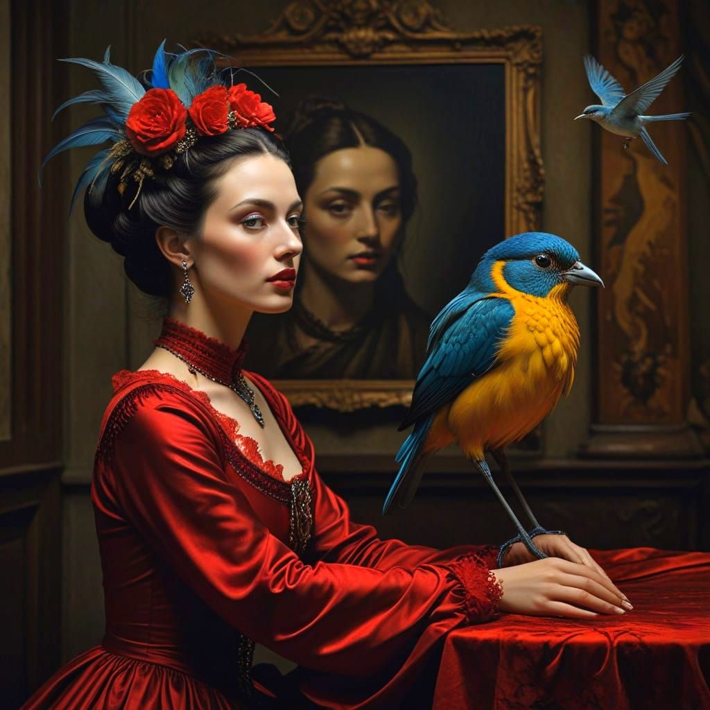 Ethereal Medieval Lady in Surreal Landscape