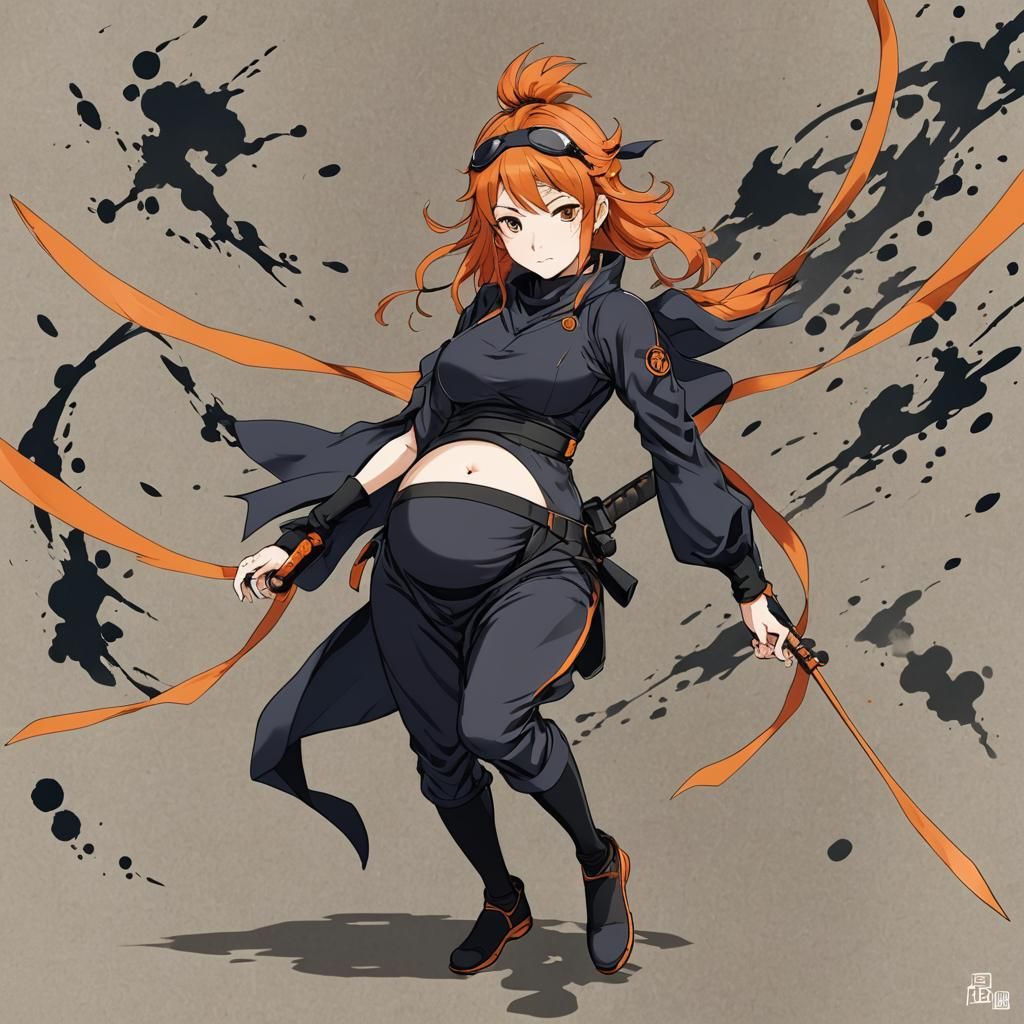pregnant anime ninja with orange hair