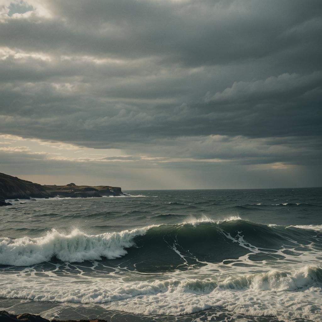 a seascape, with choppy waters
