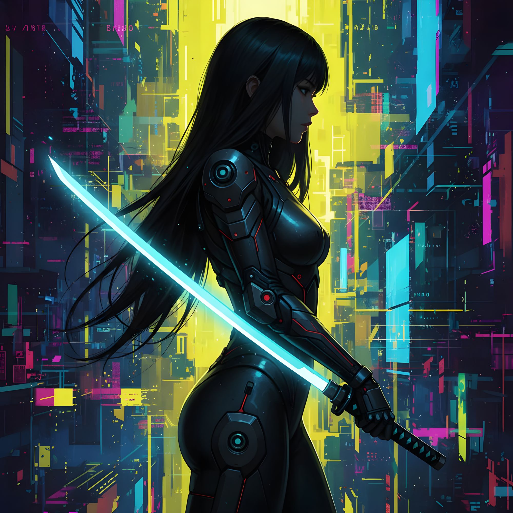 A futuristic cyberpunk girl