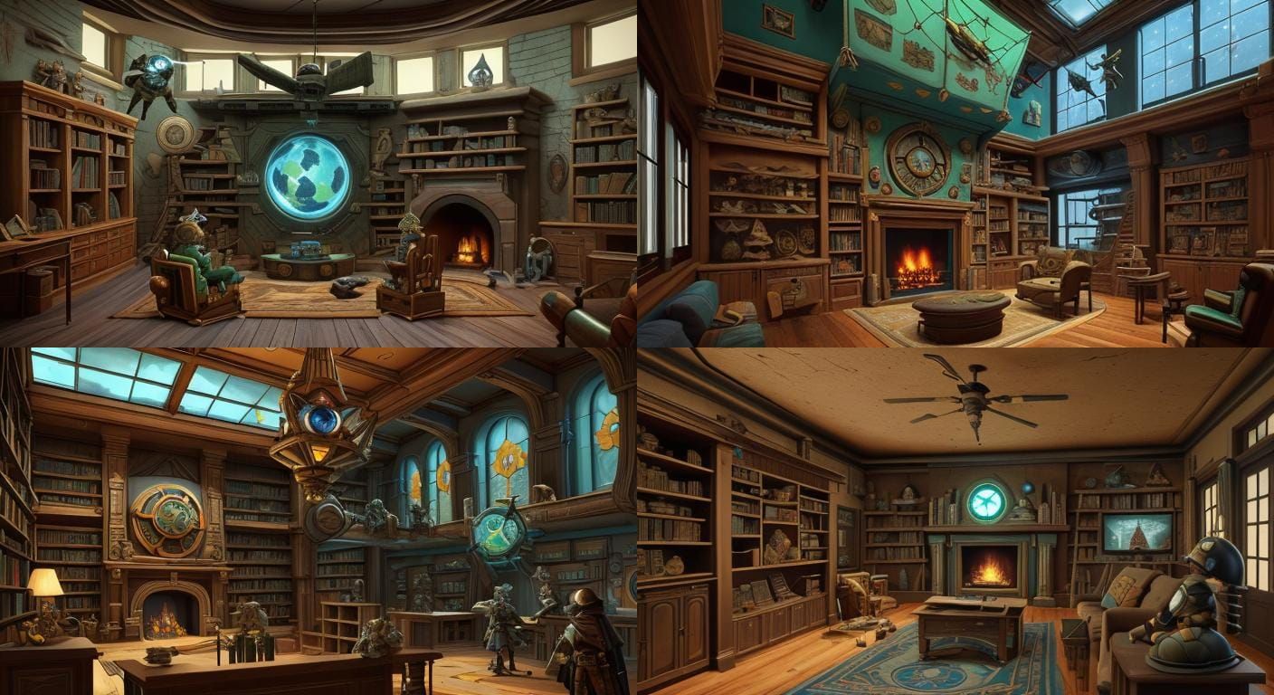 A steampunk-style Star Wars adventurers' lodge with green cu...