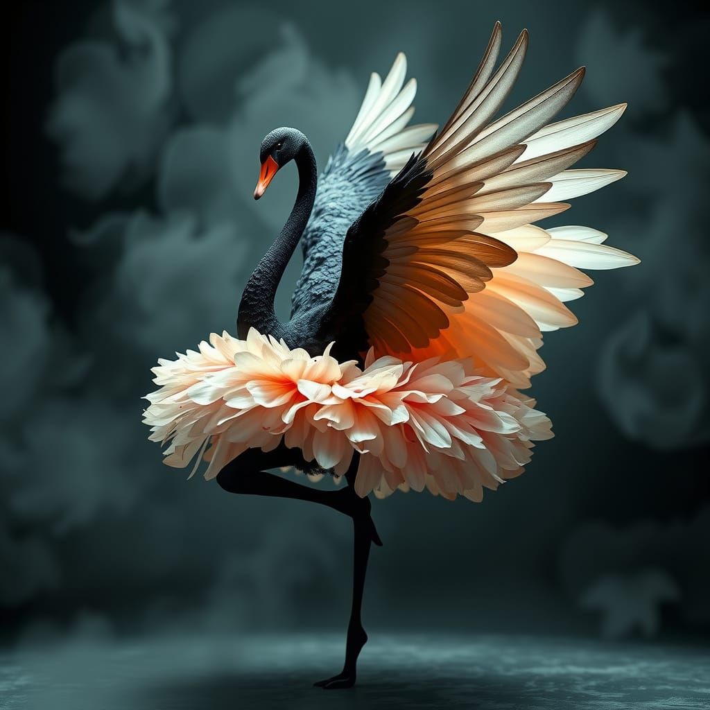 Black Swan Ballerina  by @AIUrbanTemple