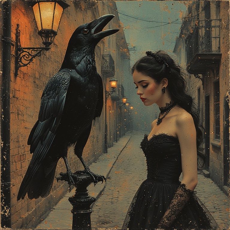 Street lamp and crow