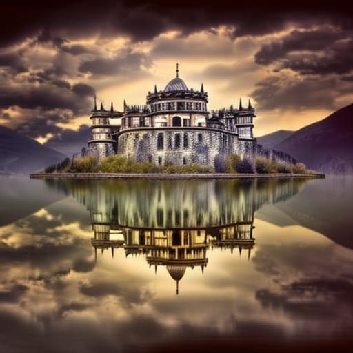 Enchanted castle on the lake