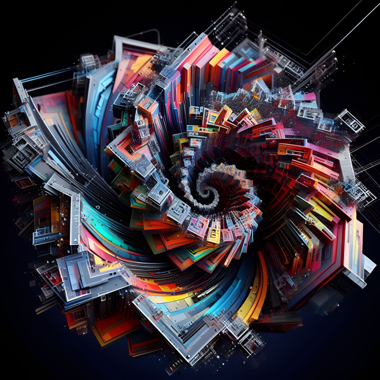 3D Geometric Fractal Modern Art  (Dall-E-3,  12nov-26nov23)