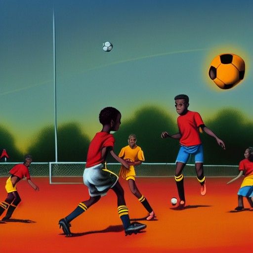 Black youth playing soccer.