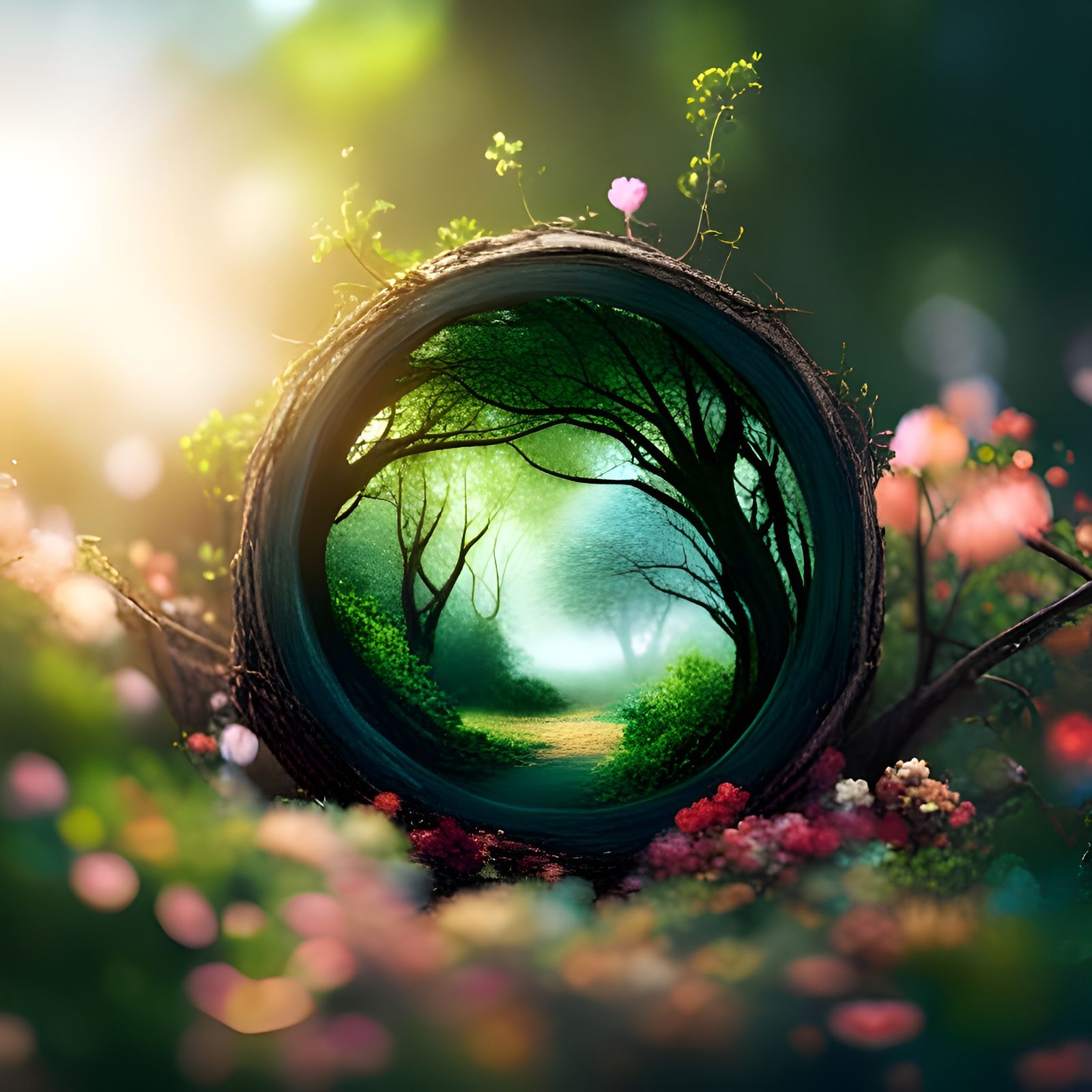 Wood Path Window  by @Mnemomeon