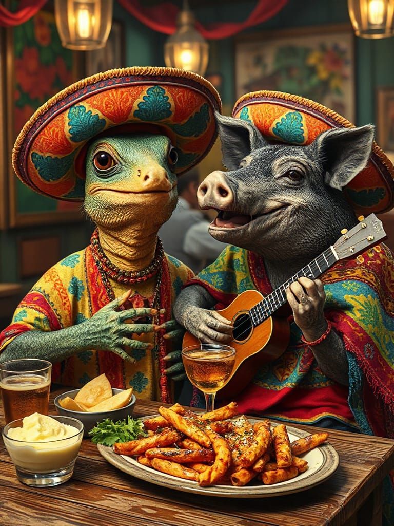Two animal friends in Sombreros  by @purplesand