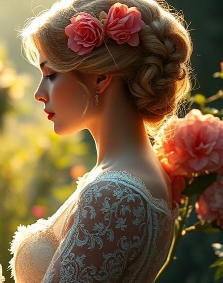 Idyllic House with Flowers and Butterflies