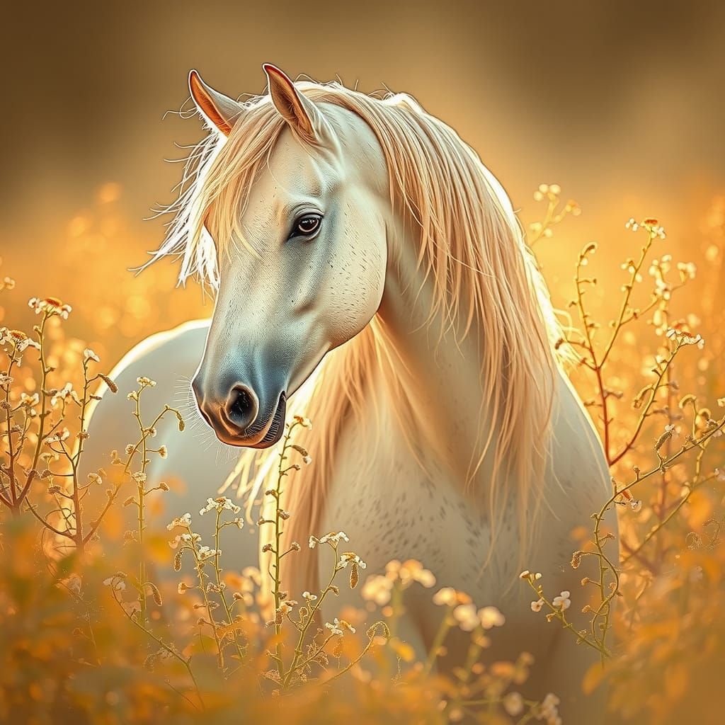 White Horse in Golden Field