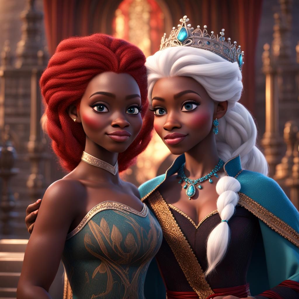 Black Queen Elsa and Princess Anna - AI Generated Artwork - NightCafe  Creator