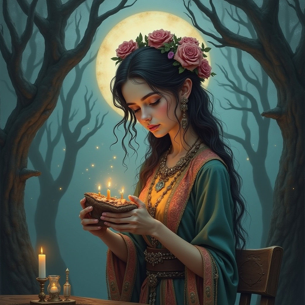 Time travelling Gypsy fortune telling with rune stones