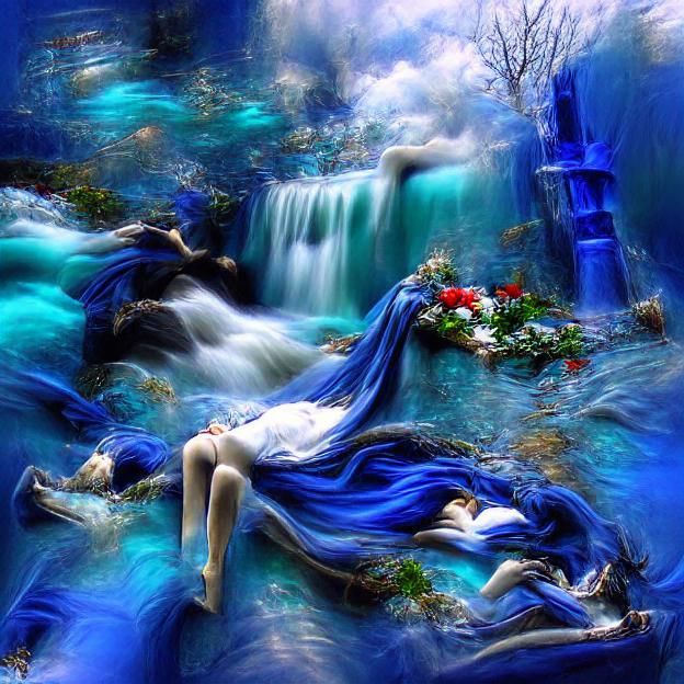 An infinite dream at the end of time cascading with the blue...