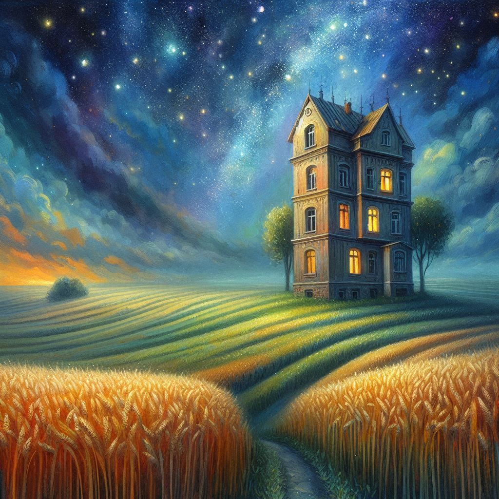 Magical night in the wheat field.