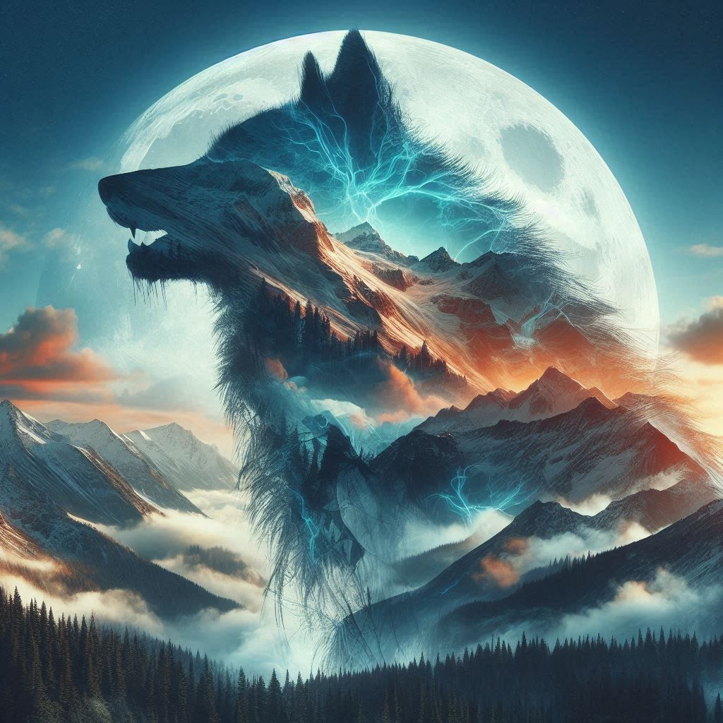 double exposure beautiful fantasy portrait landscape..