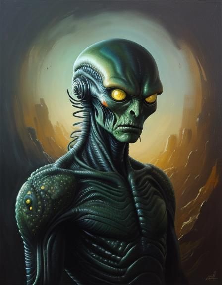 painted alien portrait
