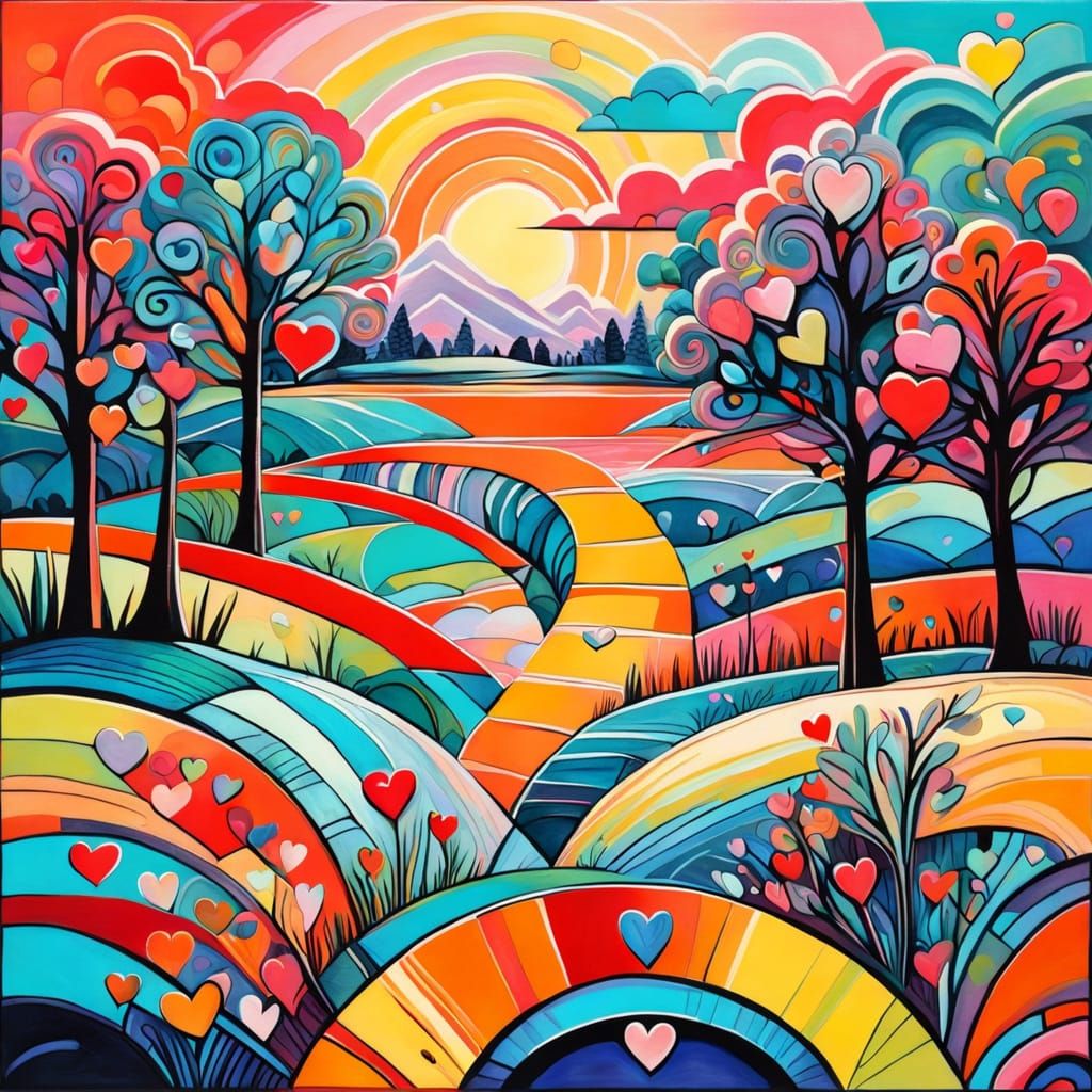 Whimsical Valentine's Day Landscape in Holographic Acrylic