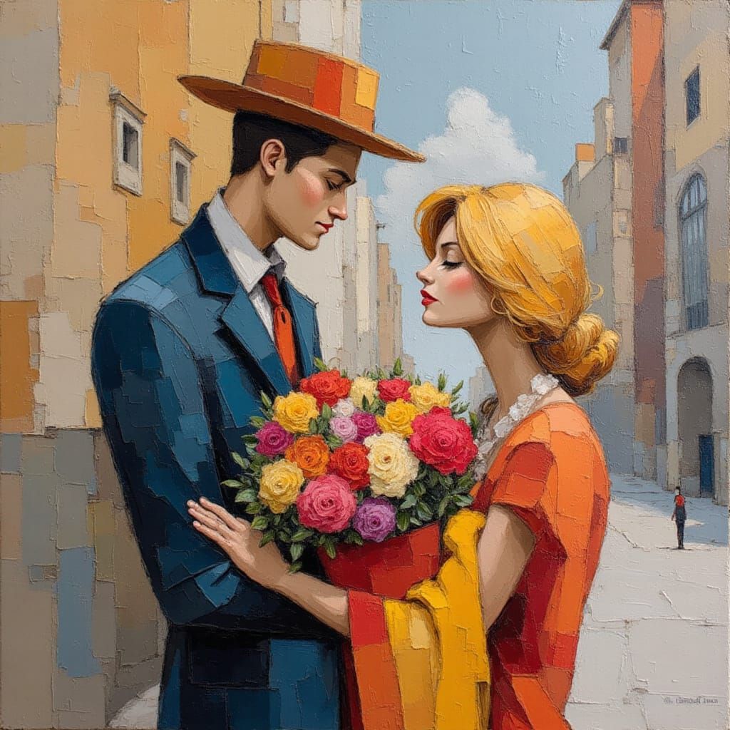 Emotional portrait flower seller London street dry brush oils Diego Rivera Luis Royo elegant playful bright <lora:Geo Dada:1.0>