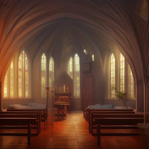 interior of a home-like cozy and warm church detailed matte ...