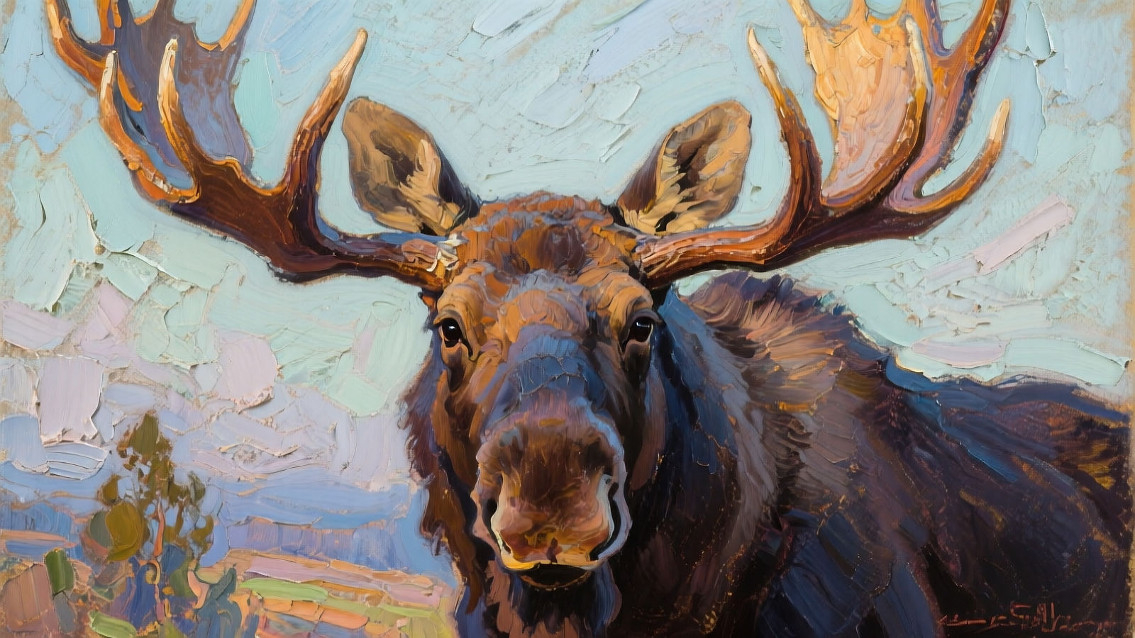Bull Moose in Impasto