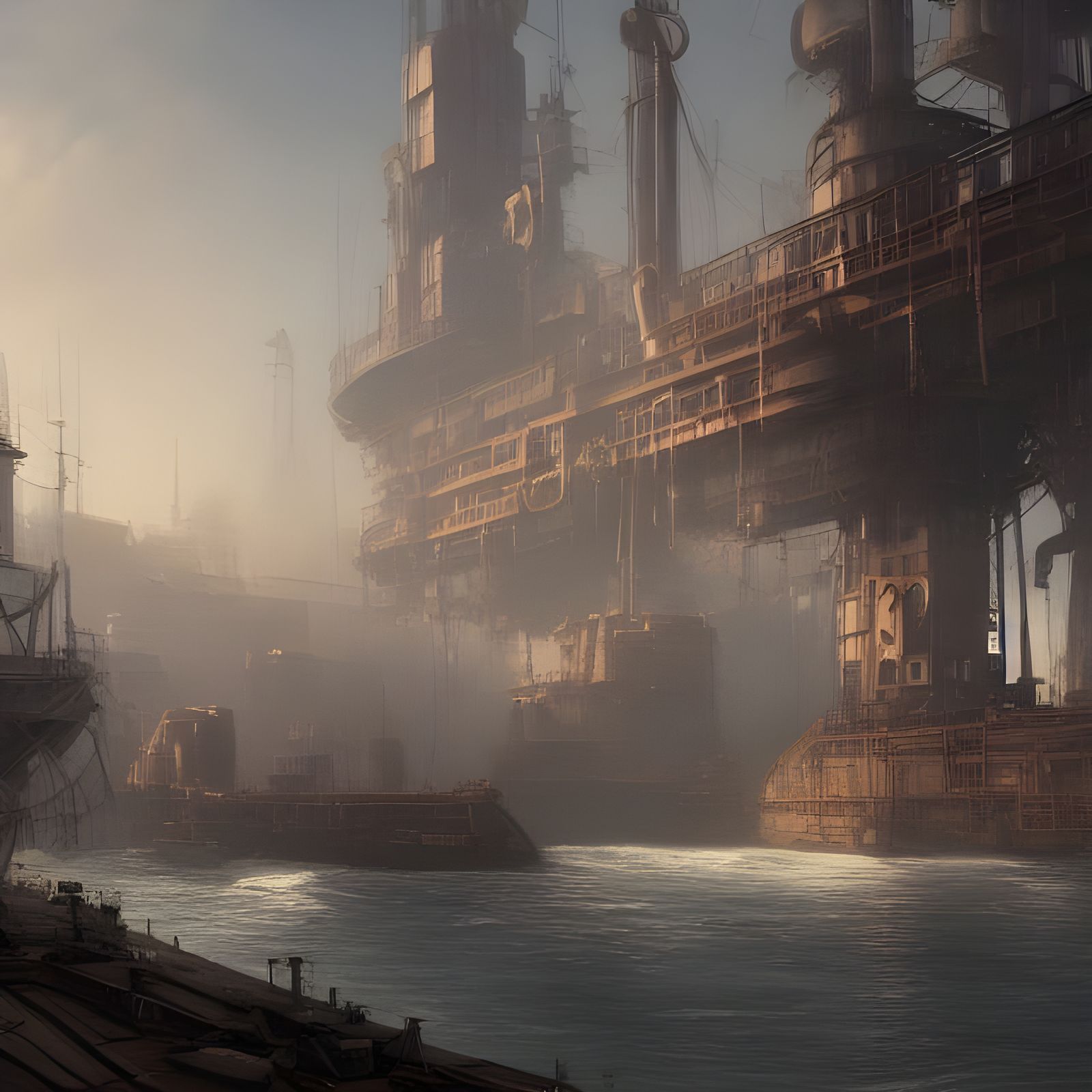 Steampunk Drydocks LI - AI Generated Artwork - NightCafe Creator