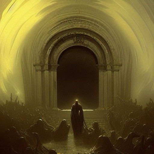 The entrance to Hell digital painting Greg Rutkowski Gustave...