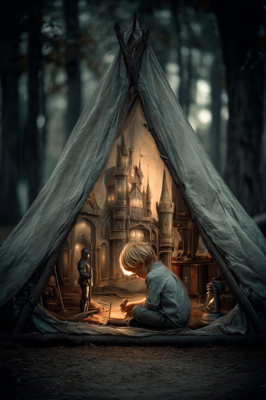 Inside the play-fort