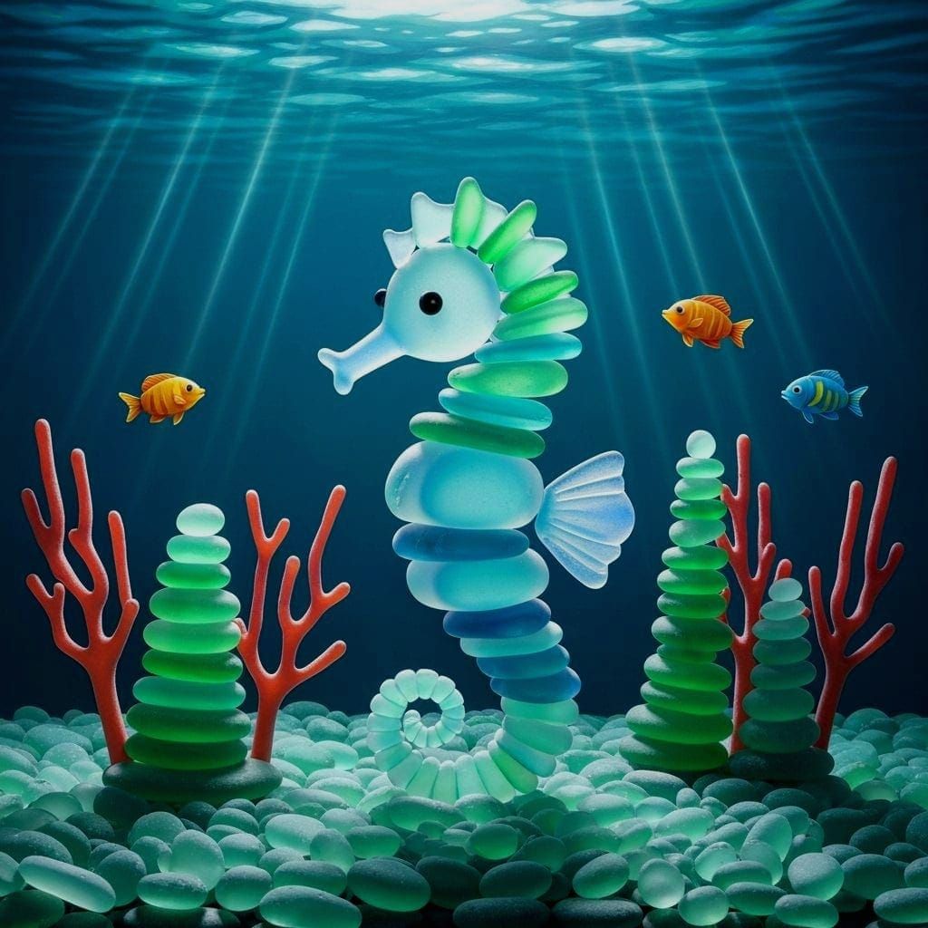 Seahorse sea glass sculpture   by @Neverland