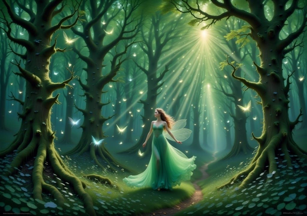 Dew drops crown the leaves, like diamonds in the breeze
The earth shifts its cloak, preparing for the freeze a fairy tends the trees by Star...