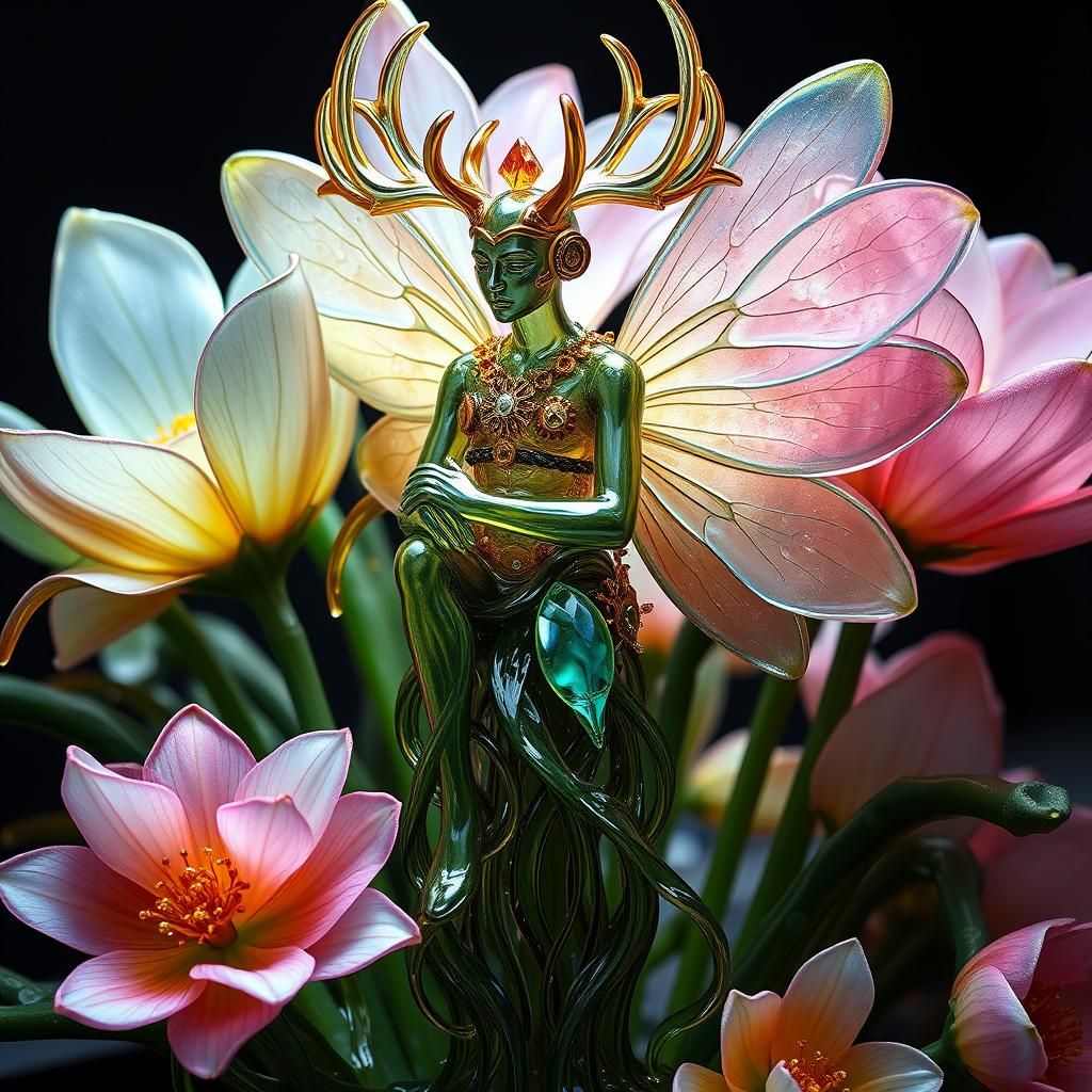 Hyper-realistic, high-detailed, Blown glass lampwork lifesiz...