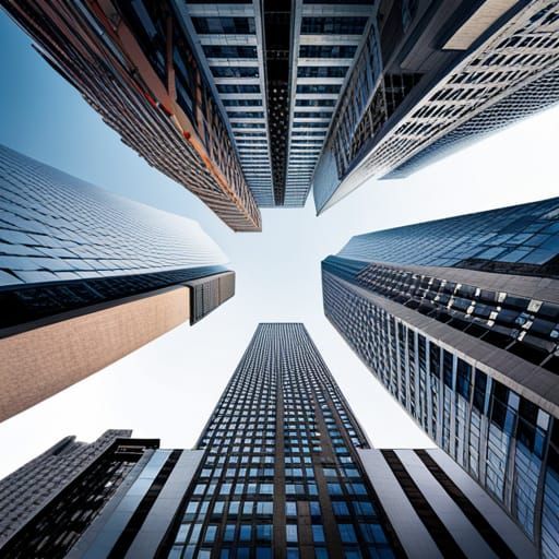 A cityscape where all the buildings are upside down