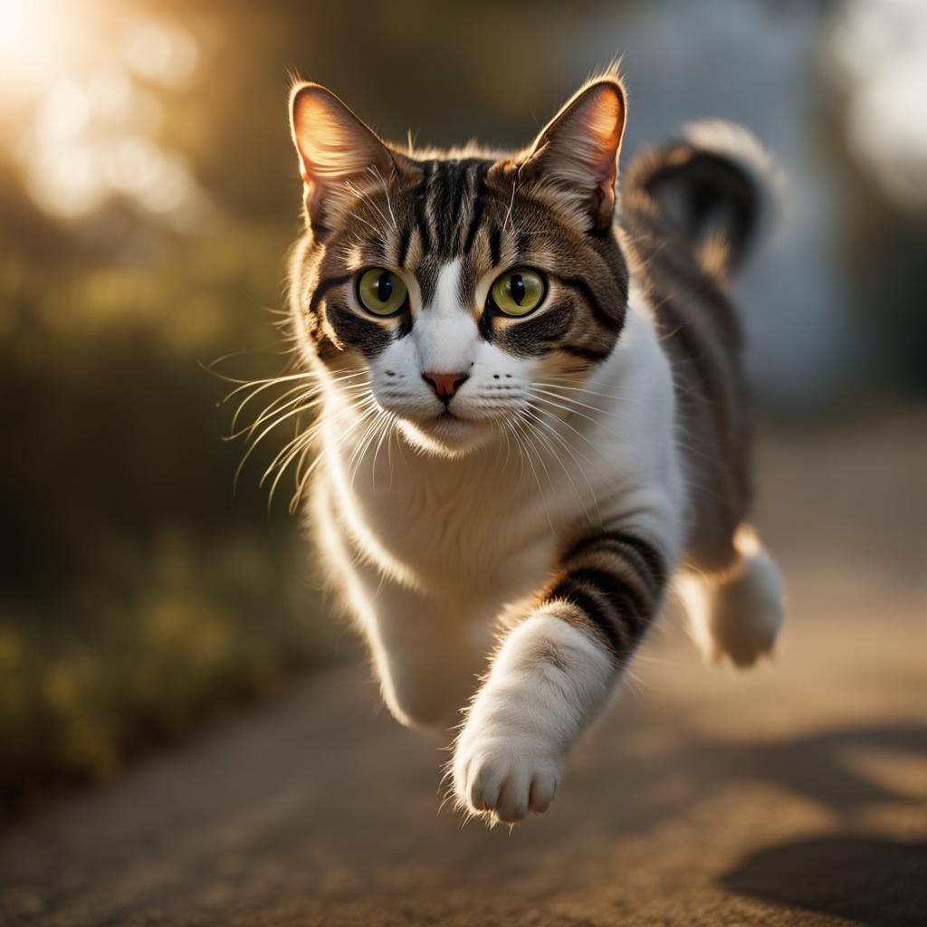 Cat running - AI Generated Artwork - NightCafe Creator